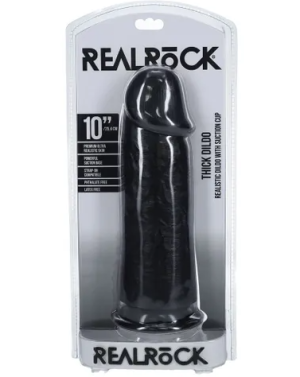REAL ROCK 10" 25CM EXTRA THICK DILDO - BLACK