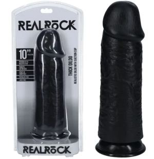 REAL ROCK 10" 25CM EXTRA THICK DILDO - BLACK
