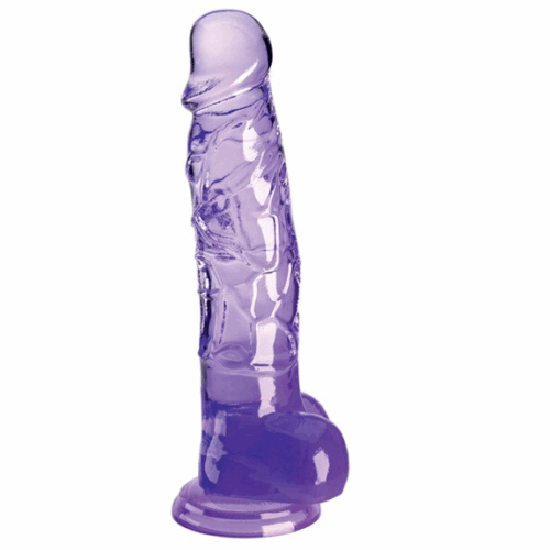 KING COCK CLEAR 8" WITH BALLS - PURPLE
