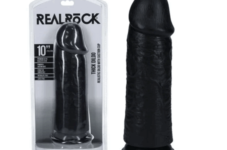 REAL ROCK 10" 25CM EXTRA THICK DILDO - BLACK