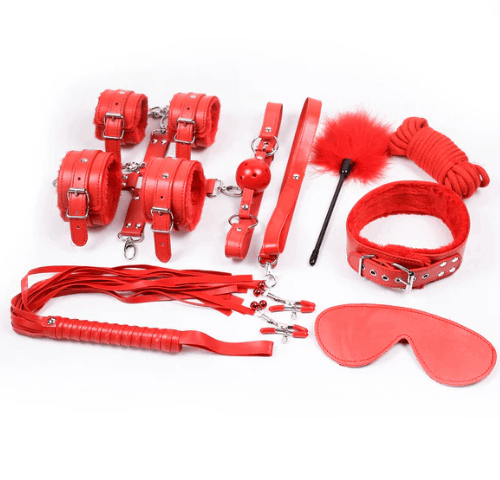 LUXURY FETISH ELEVEN PIECE BONDAGE KIT - RED
