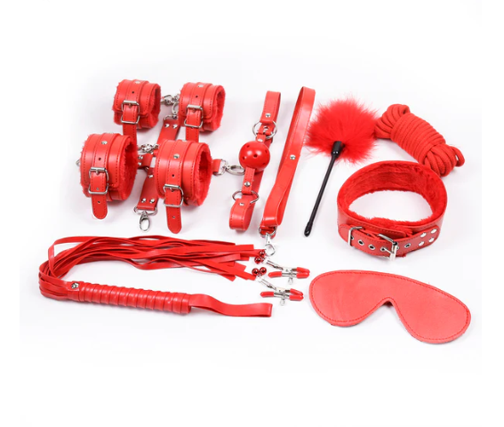 LUXURY FETISH ELEVEN PIECE BONDAGE KIT - RED