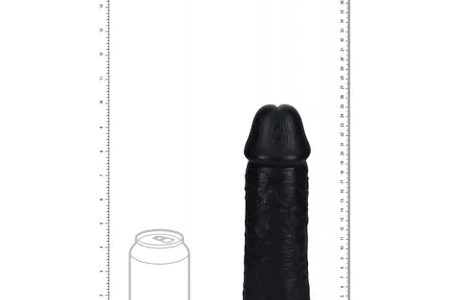 REAL ROCK 10" 25CM EXTRA THICK DILDO - BLACK