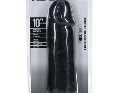 REAL ROCK 10" 25CM EXTRA THICK DILDO - BLACK