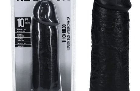REAL ROCK 10" 25CM EXTRA THICK DILDO - BLACK