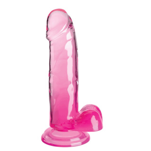 KING COCK CLEAR 7" WITH BALLS - PINK