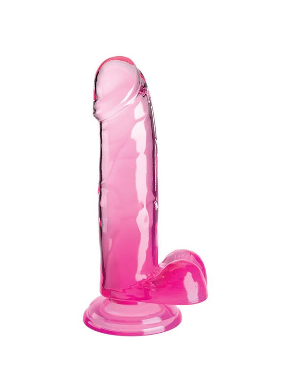 KING COCK CLEAR 7" WITH BALLS - PINK