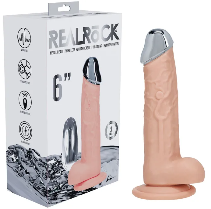 REALROCK METAL HEAD RECHARGEABLE DILDO FLESH